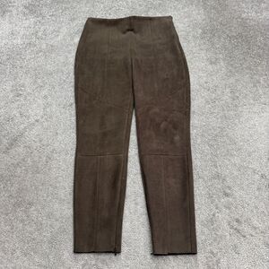 Zara Basic Faux Suede High Rise Moto Trouser Pants Womens Medium Brown High Rise